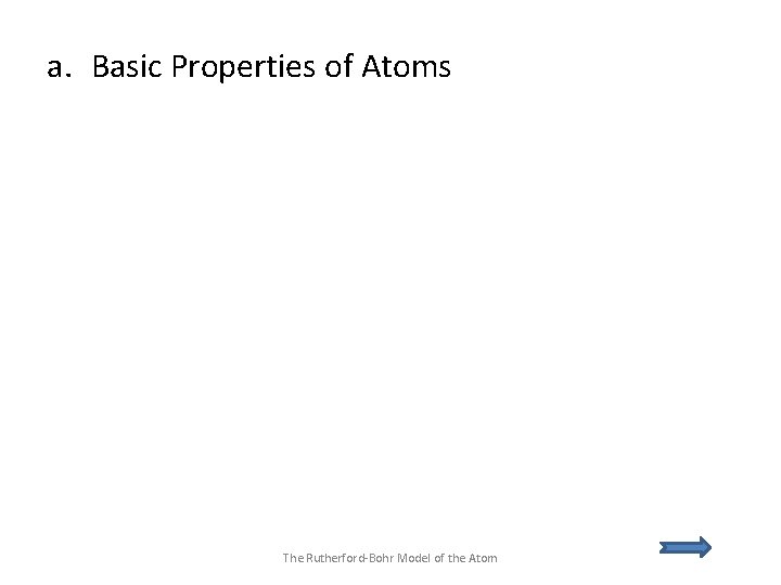 a. Basic Properties of Atoms The Rutherford-Bohr Model of the Atom 