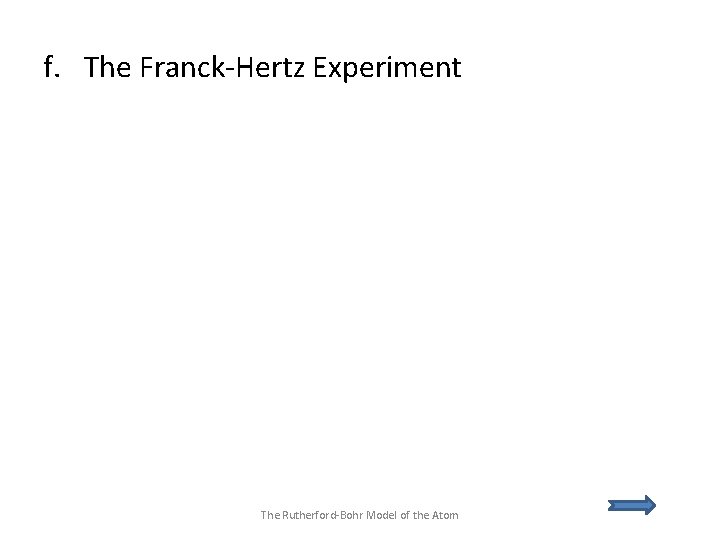 f. The Franck-Hertz Experiment The Rutherford-Bohr Model of the Atom 