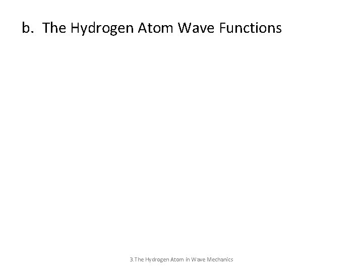 b. The Hydrogen Atom Wave Functions 3. The Hydrogen Atom in Wave Mechanics 