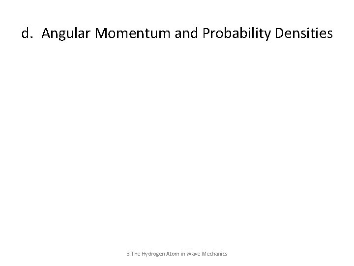 d. Angular Momentum and Probability Densities 3. The Hydrogen Atom in Wave Mechanics 