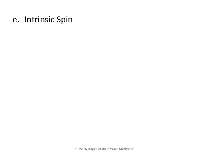 e. Intrinsic Spin 3. The Hydrogen Atom in Wave Mechanics 