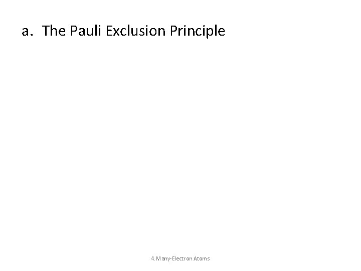 a. The Pauli Exclusion Principle 4. Many-Electron Atoms 