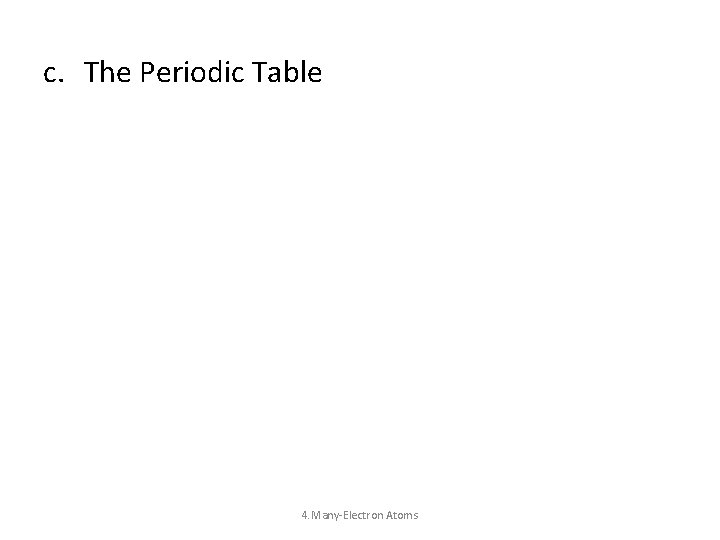 c. The Periodic Table 4. Many-Electron Atoms 
