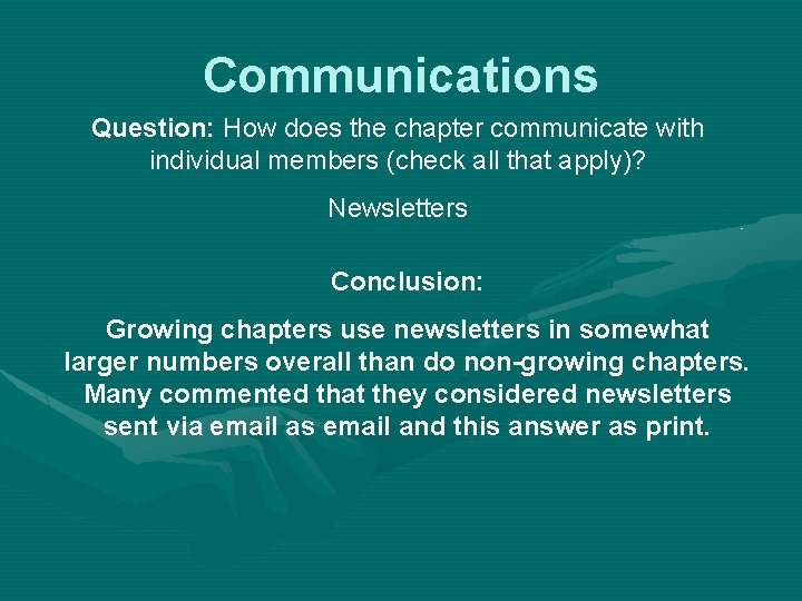 Communications Question: How does the chapter communicate with individual members (check all that apply)?