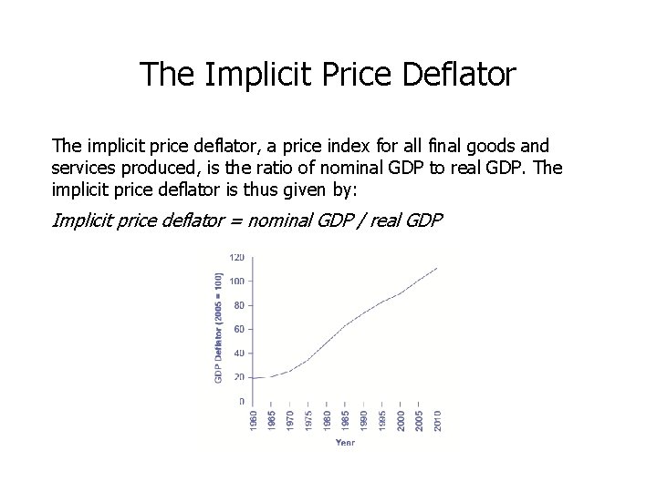 The Implicit Price Deflator The implicit price deflator, a price index for all final