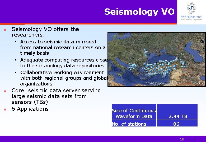 Seismology VO offers the researchers: § Access to seismic data mirrored from national research