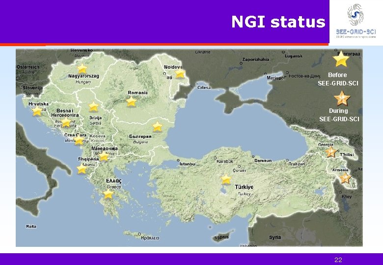 NGI status Before SEE-GRID-SCI During SEE-GRID-SCI 22 