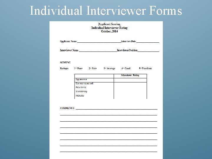 Individual Interviewer Forms 