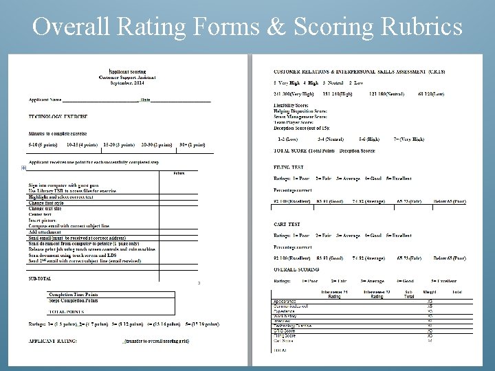 Overall Rating Forms & Scoring Rubrics 