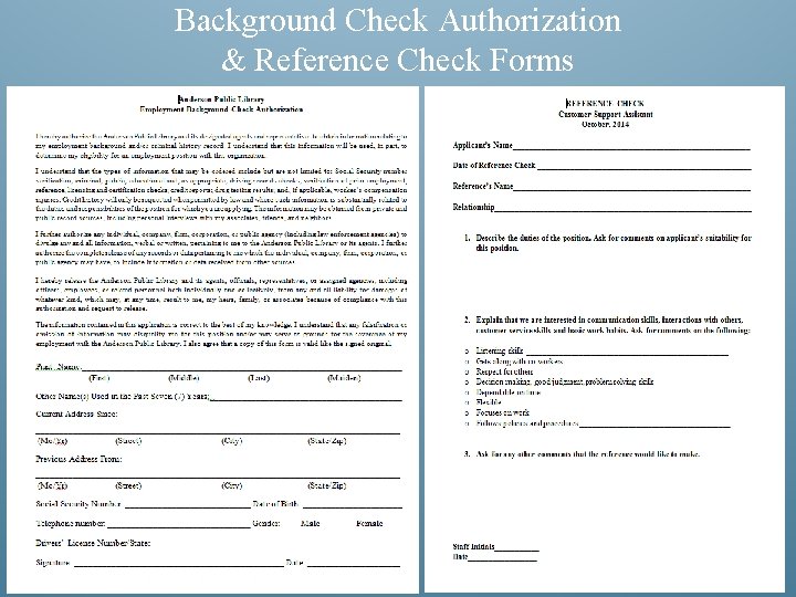Background Check Authorization & Reference Check Forms 