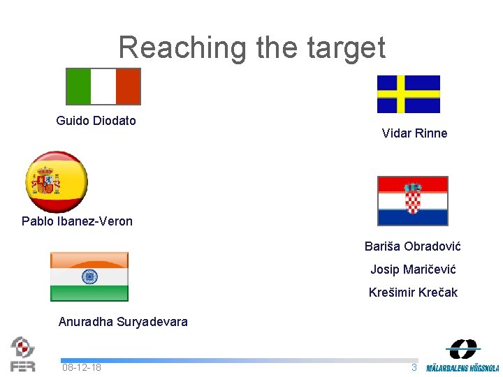 Reaching the target Guido Diodato Vidar Rinne Pablo Ibanez-Veron Bariša Obradović Josip Maričević Krešimir