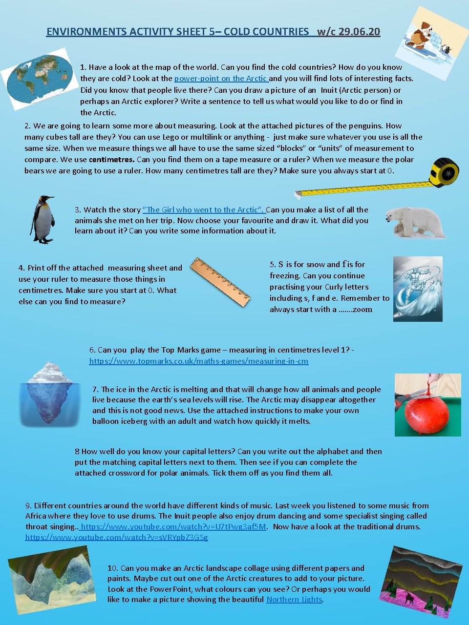 ENVIRONMENTS ACTIVITY SHEET 5 COLD COUNTRIES wc 29