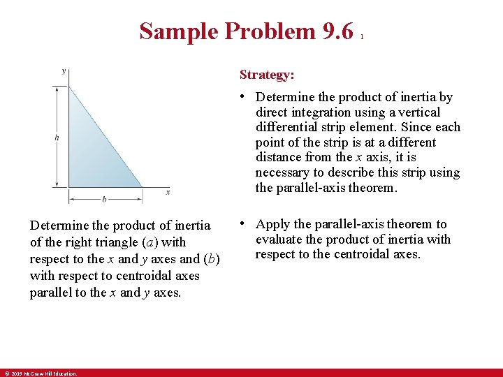 Sample Problem 9. 6 1 Strategy: • Determine the product of inertia by direct