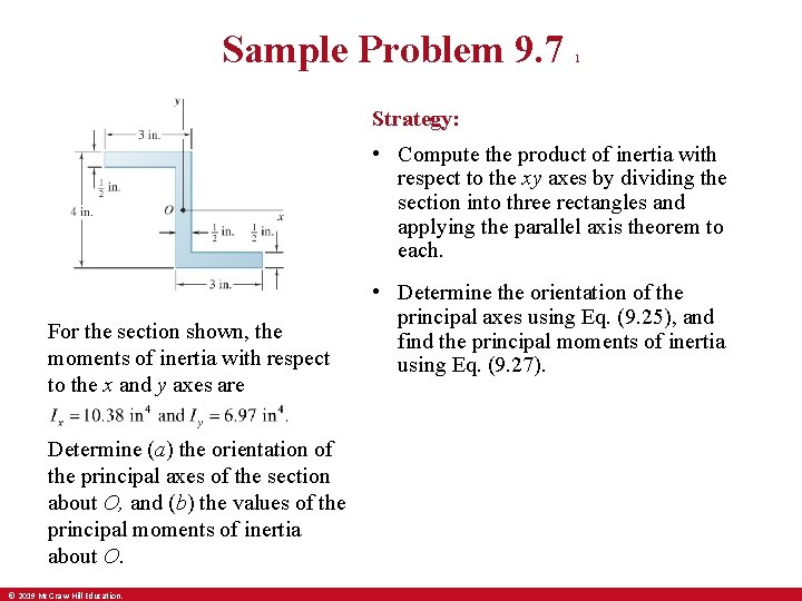 Sample Problem 9. 7 1 Strategy: • Compute the product of inertia with respect