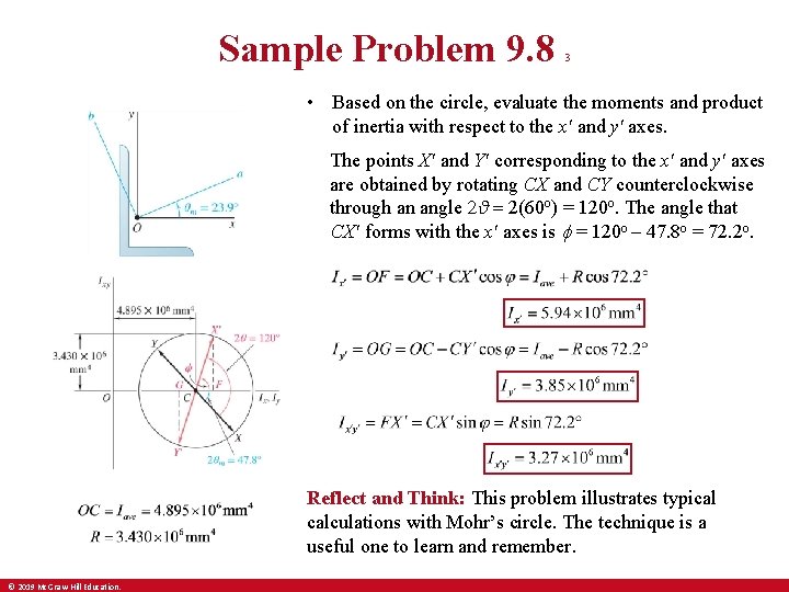 Sample Problem 9. 8 3 • Based on the circle, evaluate the moments and