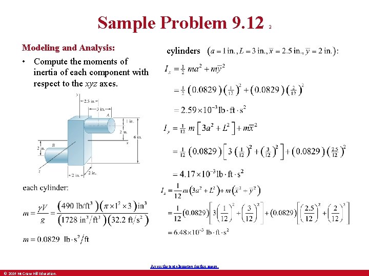 Sample Problem 9. 12 Modeling and Analysis: • Compute the moments of inertia of