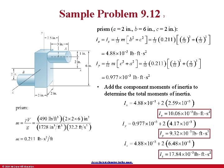 Sample Problem 9. 12 3 prism (a = 2 in. , b = 6