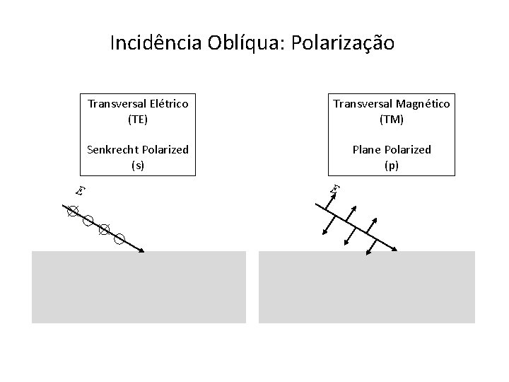 Incidência Oblíqua: Polarização E Transversal Elétrico (TE) Transversal Magnético (TM) Senkrecht Polarized (s) Plane