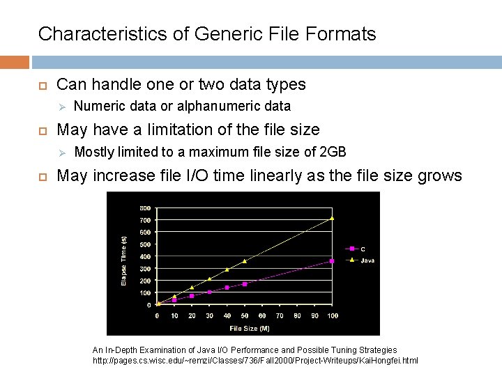 Characteristics of Generic File Formats Can handle one or two data types Ø May