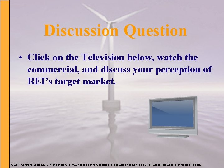 Discussion Question • Click on the Television below, watch the commercial, and discuss your