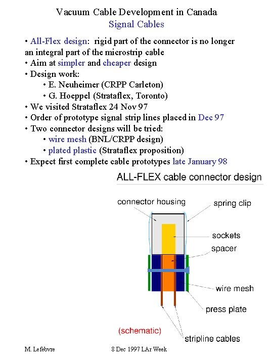 Vacuum Cable Development in Canada Signal Cables • All-Flex design: rigid part of the