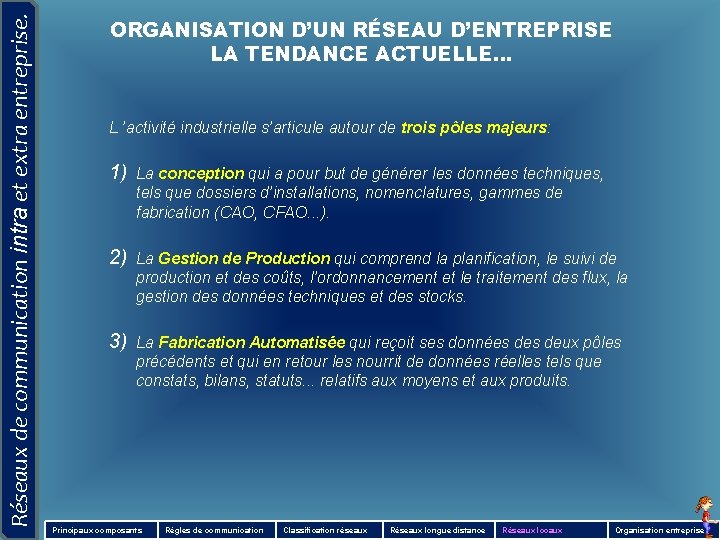 Réseaux de communication intra et extra entreprise. ORGANISATION D’UN RÉSEAU D’ENTREPRISE LA TENDANCE ACTUELLE.