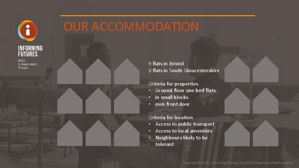 OUR ACCOMMODATION 6 flats in Bristol 9 flats in South Gloucestershire Criteria for properties