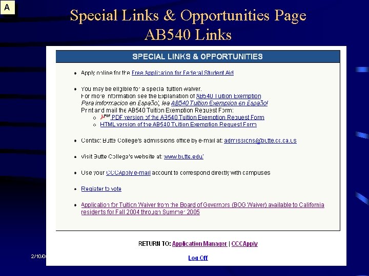 A Special Links & Opportunities Page AB 540 Links 2/10/05 13 