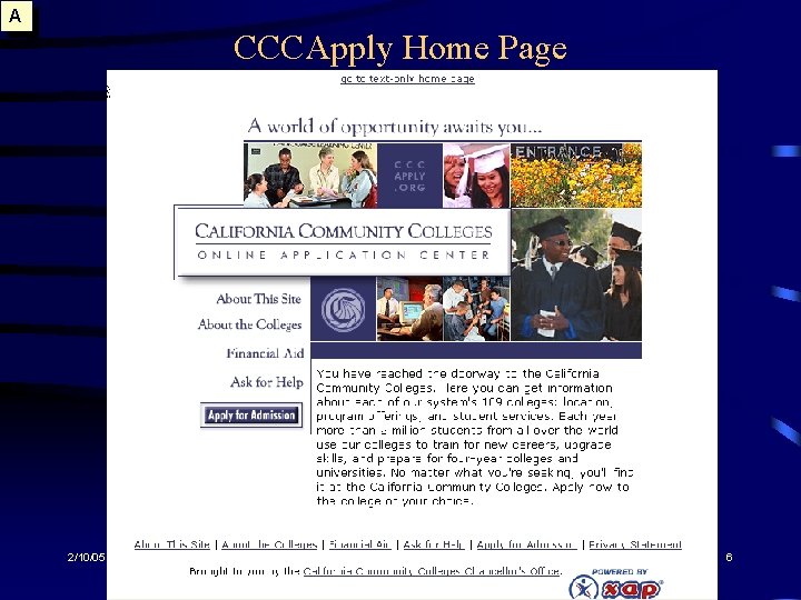 A CCCApply Home Page 2/10/05 6 