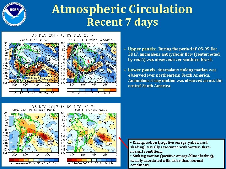 Atmospheric Circulation Recent 7 days A • Upper panels: During the period of 03