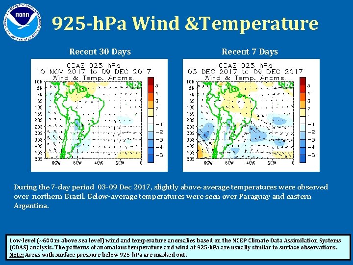 925 -h. Pa Wind &Temperature Recent 30 Days Recent 7 Days During the 7