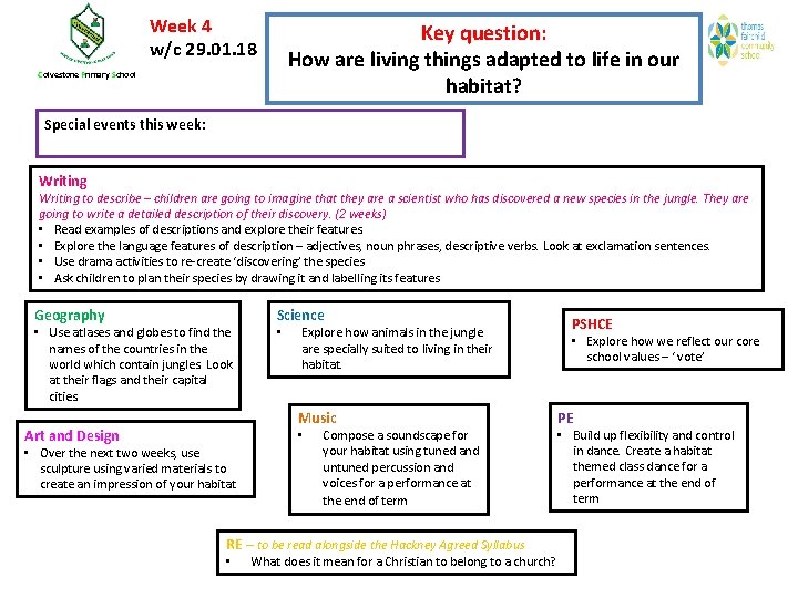 Week 4 w/c 29. 01. 18 Key question: How are living things adapted to
