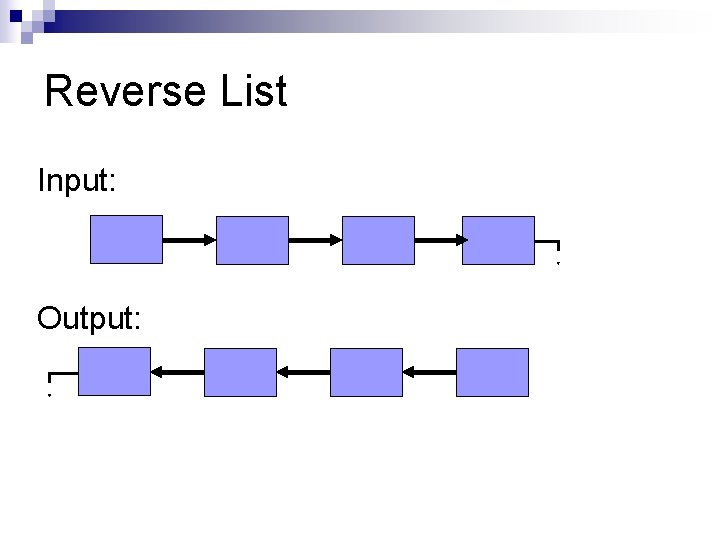 Reverse List Input: Output: 