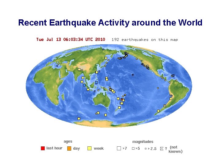 Recent Earthquake Activity around the World 