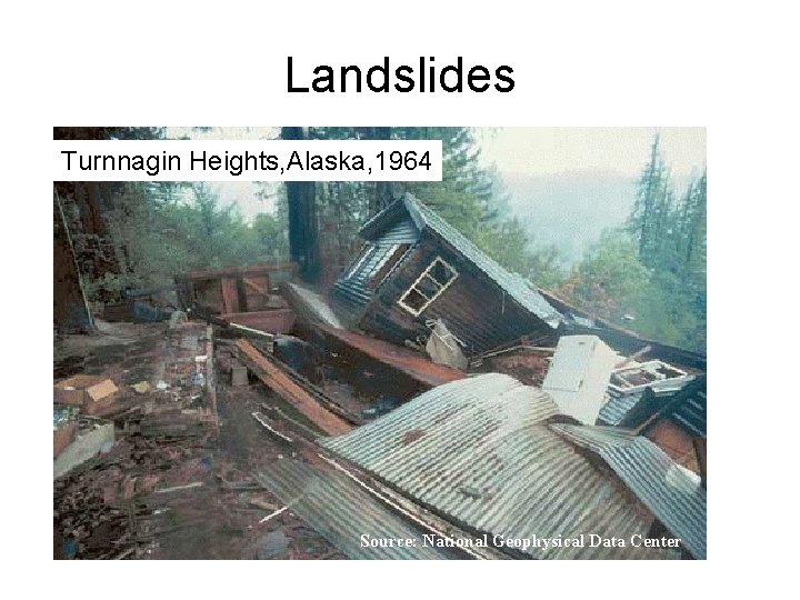 Landslides Turnnagin Heights, Alaska, 1964 Source: National Geophysical Data Center 