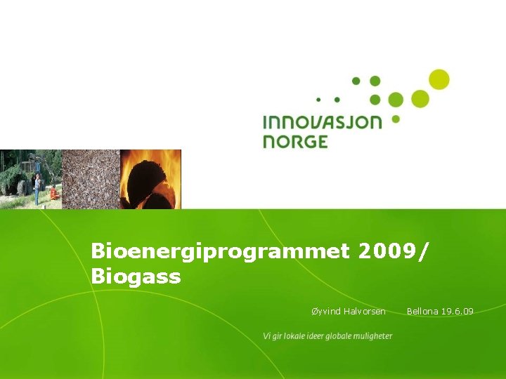 Bioenergiprogrammet 2009/ Biogass Øyvind Halvorsen Bellona 19. 6. 09 