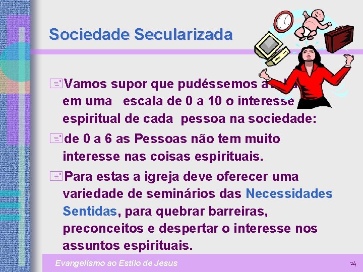 Sociedade Secularizada +Vamos supor que pudéssemos avaliar em uma escala de 0 a 10