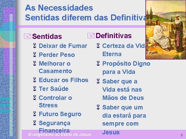 As Necessidades Sentidas diferem das Definitivas +Sentidas +Definitivas 6 Deixar de Fumar 6 Perder