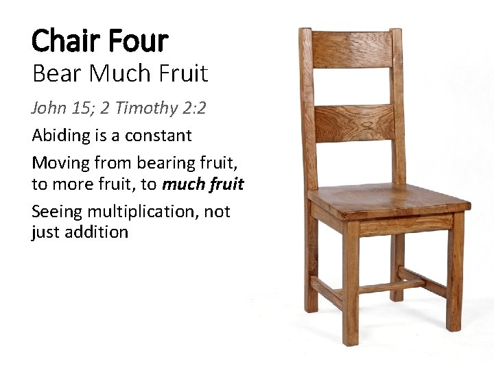 Chair Four Bear Much Fruit John 15; 2 Timothy 2: 2 Abiding is a