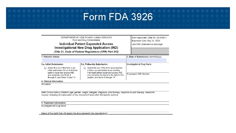 Form FDA 3926 