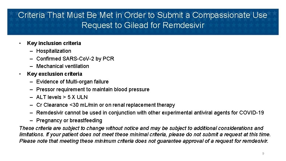 Criteria That Must Be Met in Order to Submit a Compassionate Use Request to