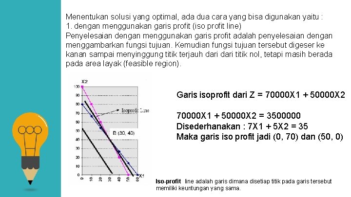 Menentukan solusi yang optimal, ada dua cara yang bisa digunakan yaitu : 1. dengan