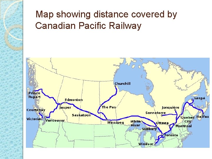 Map showing distance covered by Canadian Pacific Railway 