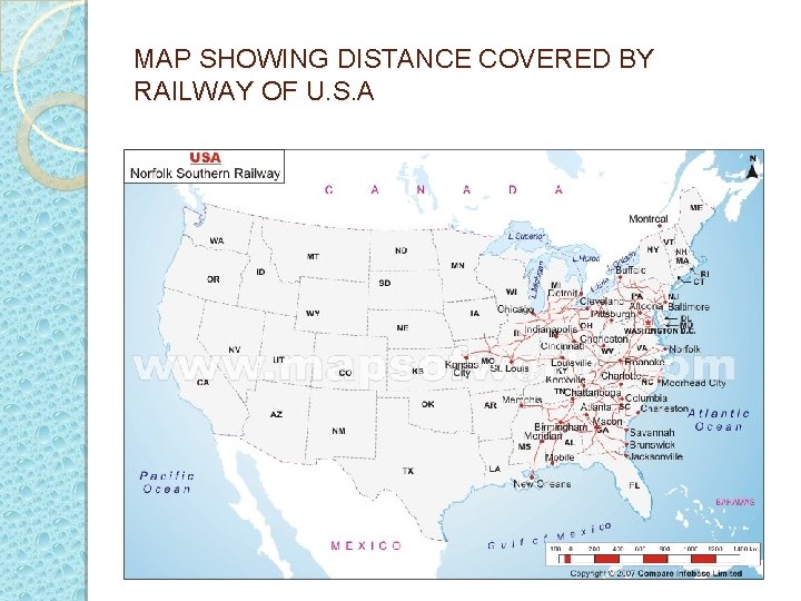 MAP SHOWING DISTANCE COVERED BY RAILWAY OF U. S. A 