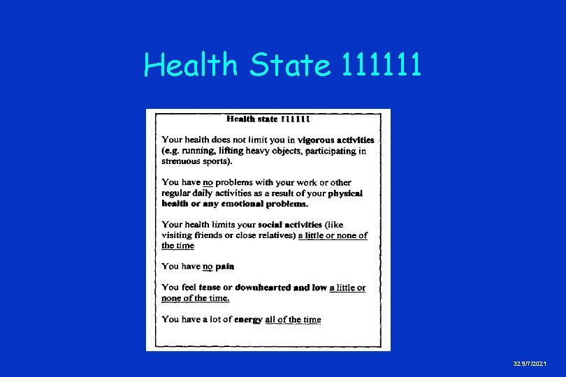 Health State 111111 32 9/7/2021 