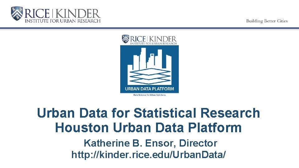 Urban Data for Statistical Research Houston Urban Data Platform Katherine B. Ensor, Director http: