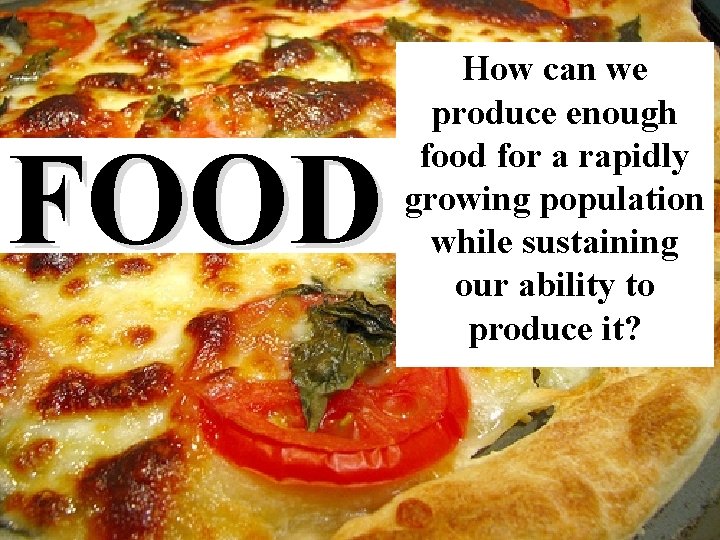 FOOD How can we produce enough food for a rapidly growing population while sustaining