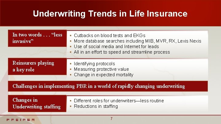 Underwriting Trends in Life Insurance In two words. . . “less invasive” § §