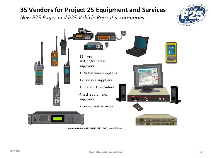 35 Vendors for Project 25 Equipment and Services New P 25 Pager and P