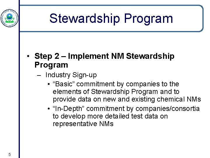 Stewardship Program Sign Nanoscale Materials under TSCA Briefing for Do D